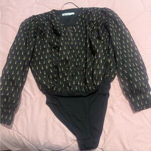 Zara Kids Black and Multicolor Patterned Bodysuit